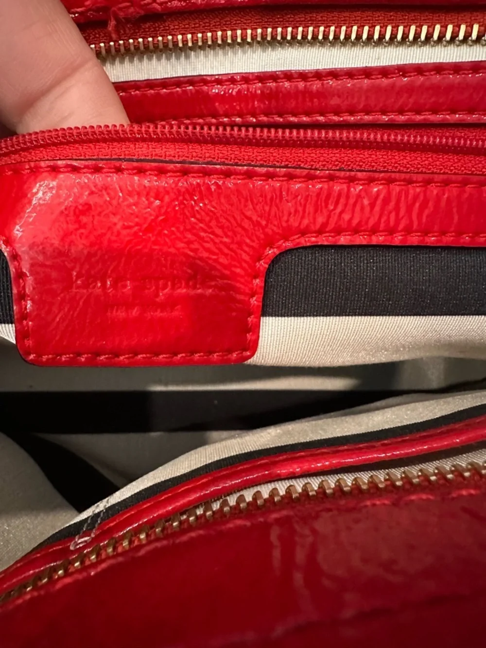 Kate Spade Candy Apple Red Patent Leather Satchel Crossbody Bag